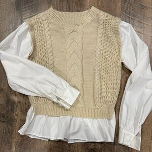 Draper James Cream Cable Knit Sweater Vest